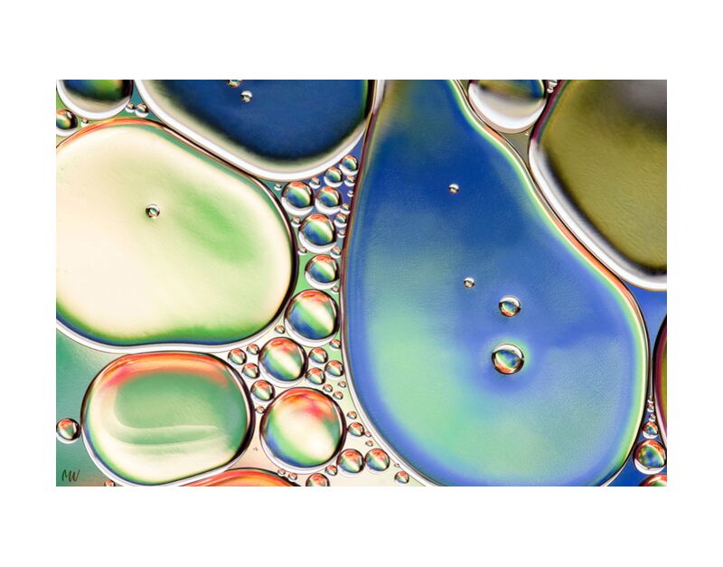 Oily bubbles #11 from Mickaël Weber, Prodi Art, color, droplets, goutelettes, drops, bubbles, Bulles, modern, modern, water, water, shapes, formes, fun, oily, oil, huile, macro, abstract, blue, orange, green