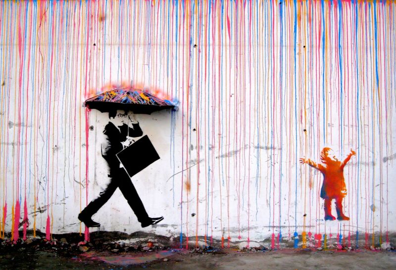 Farbiger Regen - Banksy von Bildende Kunst Decor Image