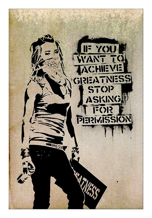 Permission - Banksy from Fine Art, Prodi Art, greatness, achieve, permission, woman, graffiti, banksy