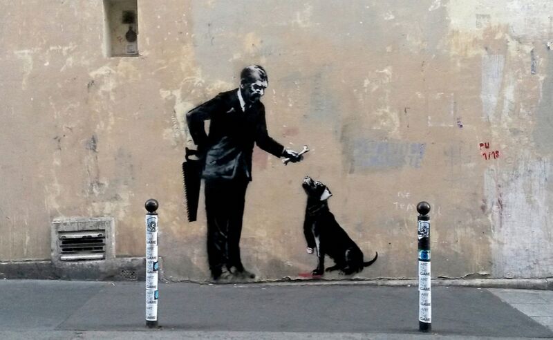 Der Hund und sein Herrchen - Banksy von Bildende Kunst Decor Image