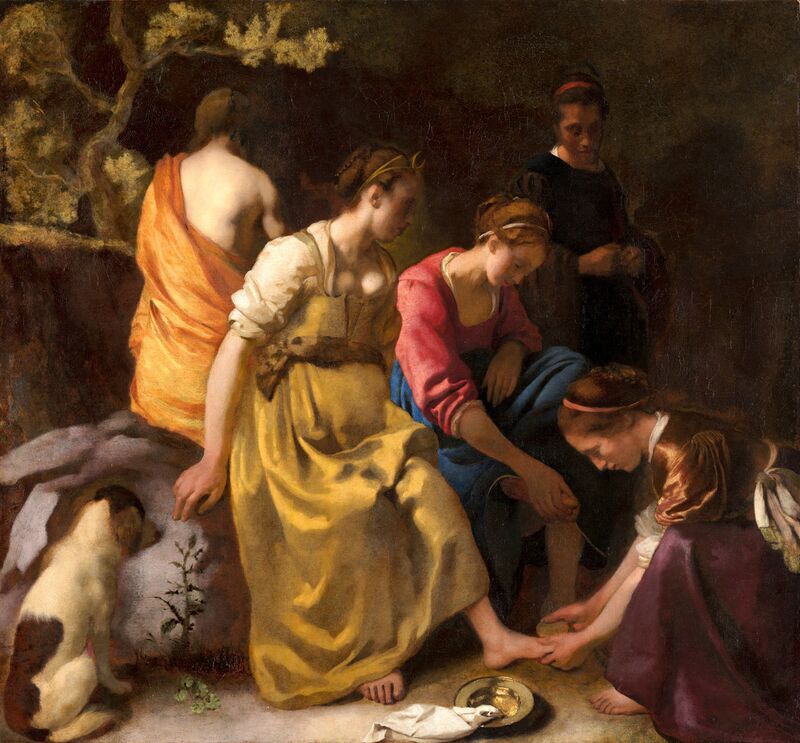 Diana and Her Companions - Vermeer from Fine Art, Prodi Art, nimphes, painting, Johannes Vermeer, Vermeer