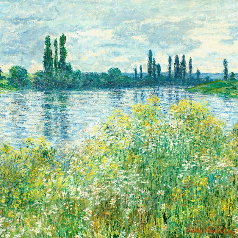 Rives de la Seine, Vetheuil - Carré - Claude Monet de Beaux-arts Decor Image