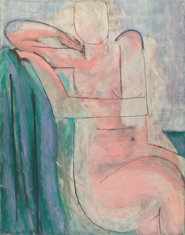 Pink Seated Nude desde Bellas artes Decor Image