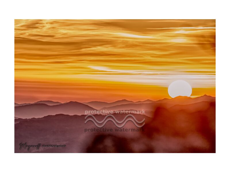 Aquarelle de Mayanoff Photography, Prodi Art, coucher de soleil, paysage, montagnes, nature