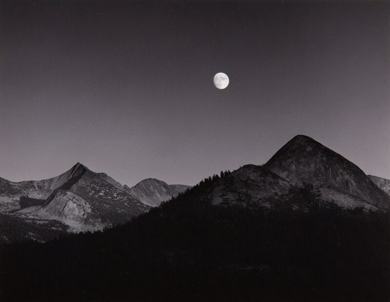 Salida de la luna desde Glacier Point, Parque Nacional de Yosemite, California, 1939 - Ansel Adams desde Bellas artes, Prodi Art, adams, montañas, luna, cielo, estrellas, ANSEL ADAMS