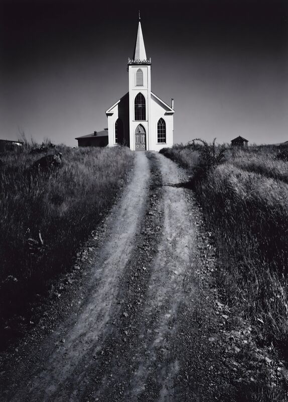 Église et Route, Bodega, Californie, 1953 - Ansel Adams de Beaux-arts Decor Image