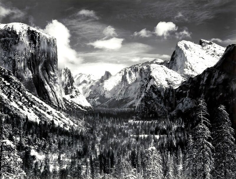 Vallée de Yosemite depuis Inspiration Point, hiver - Ansel Adams de Beaux-arts Decor Image