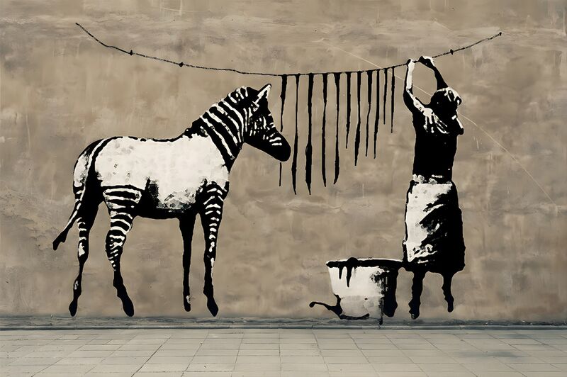 Washing Zebra on Concrete - Banksy de Beaux-arts Decor Image
