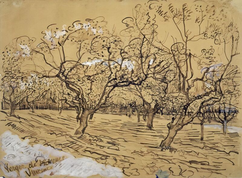 Pruniers en fleurs : Verger de Provence - Van Gogh de Beaux-arts Decor Image