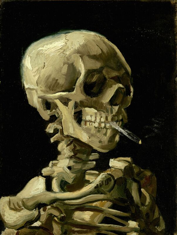 Crâne de squelette fumant une cigarette - VINCENT VAN GOGH de Beaux-arts Decor Image