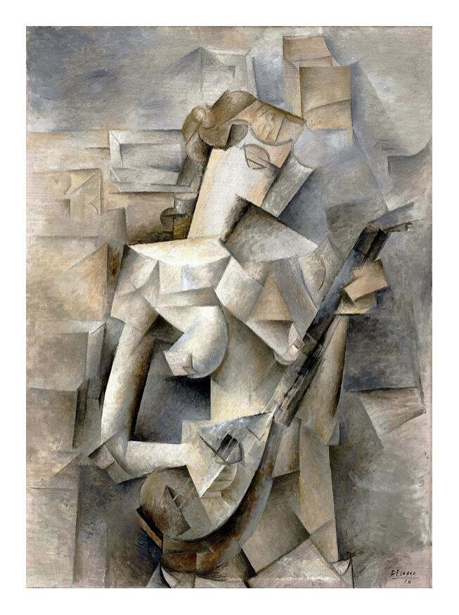Girl with a Mandolin - Pablo Picasso 1910 from Fine Art, Prodi Art, PABLO PICASSO, blonde hair, girl, woman, mandolin, violin, music, guitar, young lady