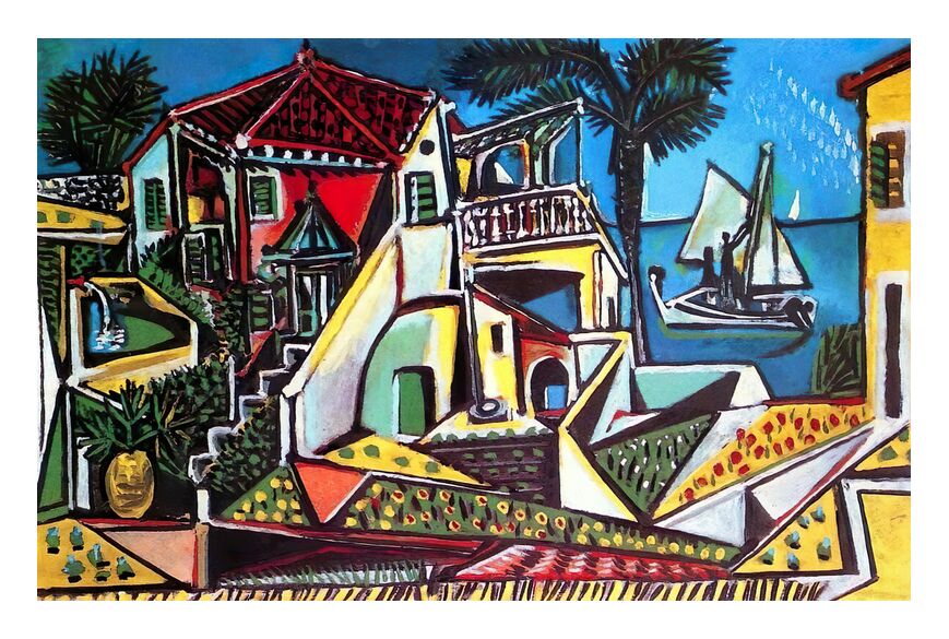 Mediterranean Landscape - PABLO PICASSO from Fine Art, Prodi Art, PABLO PICASSO, picasso, shell, sea ​​side, Sun, holiday, beach, sea, village, city