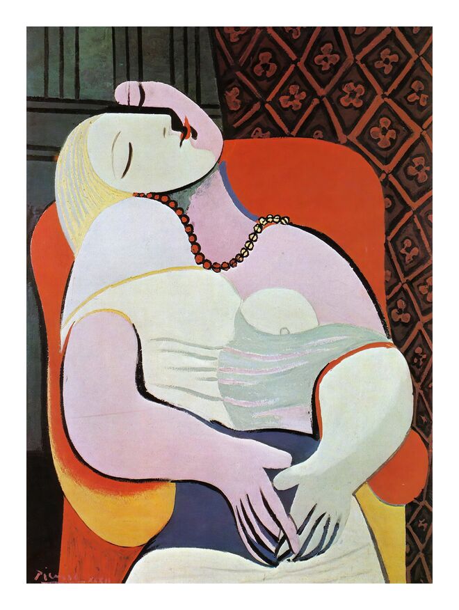 The dream - PABLO PICASSO from Fine Art, Prodi Art, woman, rosy complexion, necklace, sleep, dream, PABLO PICASSO, oil painting, painting, drawing, abstract