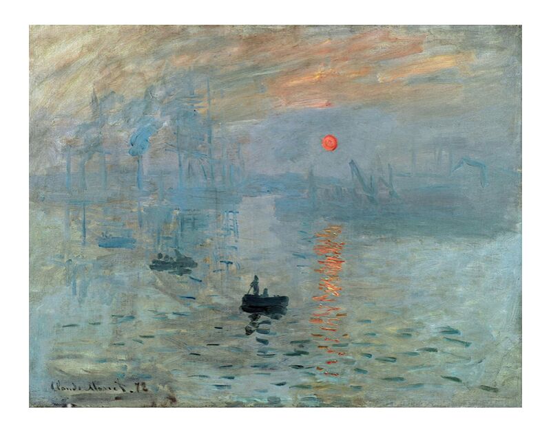 Impression, Sunrise 1872 - CLAUDE MONET from Fine Art, Prodi Art, sea, ocean, boat, Sun, small boat, ship, factory, CLAUDE MONET, job