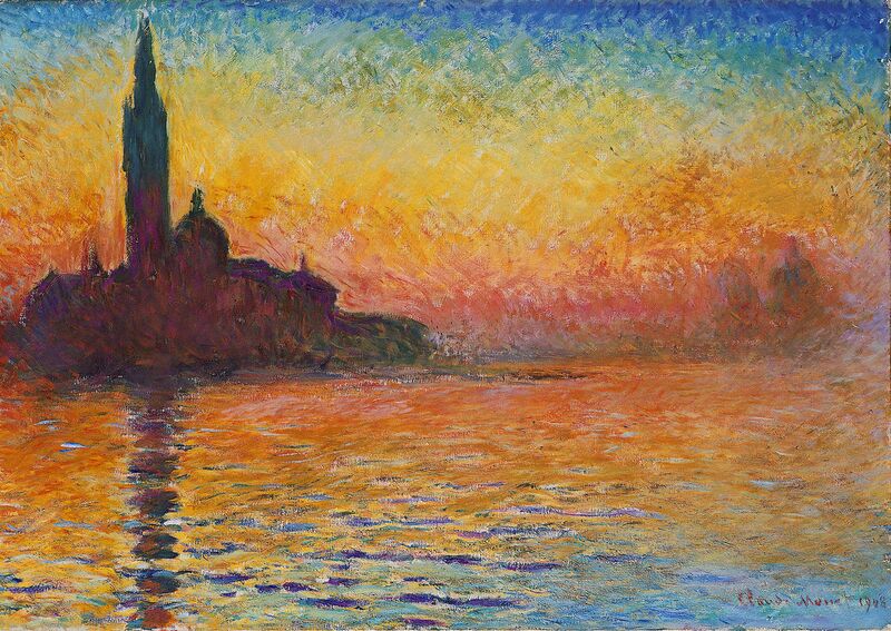 San Giorgio Maggiore at Dusk from Fine Art, Prodi Art, CLAUDE MONET, cathedral, beach, sea, holiday, sunset, dusk, Sun, River, church